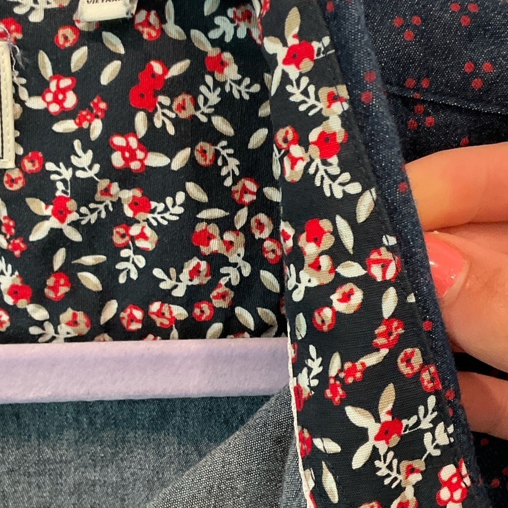 7 Diamonds Navy and Red Patterned Button Down Shirt Size L - Picture 4 of 13